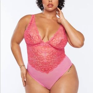 Savage X Fenty Sweeter Two Tone Teddy Lingerie Bodysuit hot pink NWT 3X